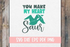Make My Heart Saur SVG | Dinosaur Love SVG Product Image 1