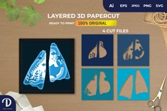 3D Shadowbox Ocean in Swimfins Layered Papercut Product Image 1