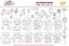 Mothers day coloring pages, svg bundle Product Image 1