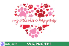 Valentine Paws Love SVG PNG T-shirt Design Product Image 2