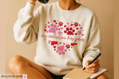 Valentine Paws Love SVG PNG T-shirt Design Product Image 3