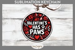 My Valentine&#039;s Has Paws v1 Round Keychain Sublimation Product Image 1