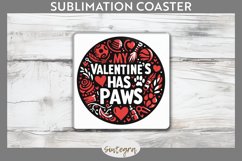 My Valentine&#039;s Has Paws v1 Square Coaster Sublimation Product Image 1
