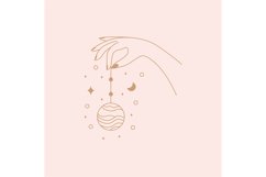 Mystic astrology. Hand drawn magic vintage signs, esoteric f Product Image 1
