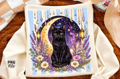 Mystic Black Cat Moon PNG,Halloween Black Cat Design Product Image 1