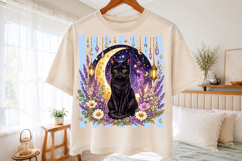 Mystic Black Cat Moon PNG,Halloween Black Cat Design Product Image 2