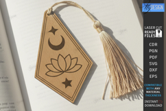 Mystic Wooden Bookmark Laser Cut | Boho Celestial Witchy SVG Product Image 1