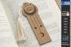 Mystic Wooden Bookmark Laser Cut | Boho Celestial Witchy SVG Product Image 1