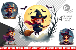 Halloween Little Witch Clipart Product Image 1