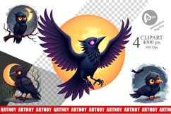 Halloween Raven Shadow Clipart Product Image 1