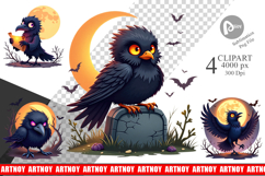 Halloween Raven Shadow Clipart Product Image 1