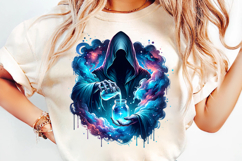 mystic zodiac reaper png, astrology gothic clipart, zodiac reaper sublimation design, dark horoscope illustration, astrology reaper png, gothic astrology sublimation, celestial reaper artwork, astrology png for cricut, mystical zodiac clipart, astrology p