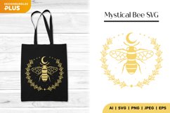 Bee and Moon in the Middle of Leaves Wreath SVG Design Product Image 1