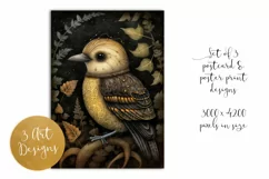 Dark Garden Birds Postcard & Art - 3 JPEG Files Product Image 3
