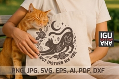 Mystical Black Cat Quote Do Not Disturb My Vibe Boho SVG PNG
