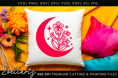 Mystical Moon SVG Floral Celestial Moon T-shirt Mug Pillows Product Image 4