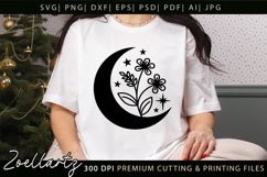 Mystical Moon SVG Floral Celestial Moon T-shirt Mug Pillows Product Image 3