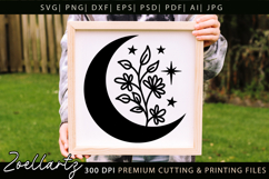 Mystical Moon SVG Floral Celestial Moon T-shirt Mug Pillows Product Image 1