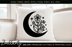 Mystical Moon SVG Floral Celestial Moon T-shirt Mug Pillows Product Image 1