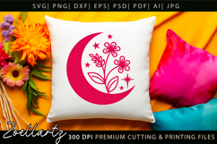 Mystical Moon SVG Floral Celestial Moon T-shirt Mug Pillows Product Image 5