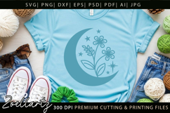 Mystical Moon SVG Floral Celestial Moon T-shirt Mug Pillows Product Image 4