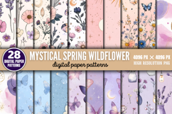 Mystical spring wildflower Patterns Digital Paper Background Product Image 1