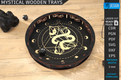 Mystical Wooden Tray Laser Cut|Celestial Dice Tray|Organizer Product Image 1