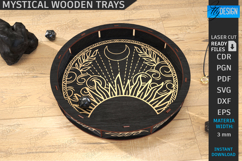 Mystical Wooden Tray Laser Cut|Celestial Dice Tray|Organizer Product Image 1