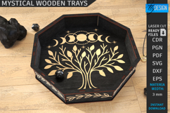 Mystical Wooden Tray Laser Cut|Celestial Dice Tray|Organizer Product Image 1