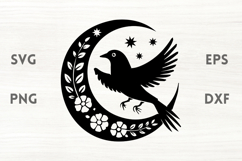 Floral moon and crow SVG Product Image 1