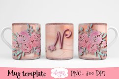 Sublimation design for 11oz mug, monogram letter N Product Image 1