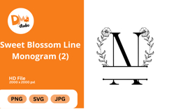 Simple Blossom Line Monogram Product Image 1