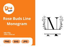 Rose Buds Line Monogram Product Image 1