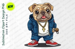 Cool Pug Rapper With Microphone Clipart Png Product Image 1