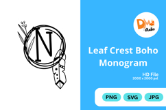 Leaf Crest Boho Monogram - Hand Drawn Botanical Letters Product Image 1
