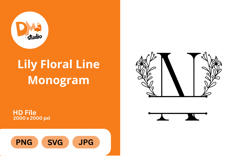 Lily Floral Line Monogram Product Image 1