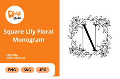 Square Lily Floral Monogram Product Image 1