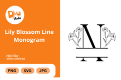 Lily Blossom Line Monogram Product Image 1