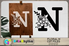 Floral letter N svg cut file / Botanical alphabet SVG Product Image 2