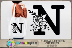 Floral letter N svg cut file / Botanical alphabet SVG Product Image 1