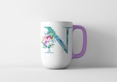 Spring Watercolor Letter. Monogram N. Sublimation Design. Product Image 4