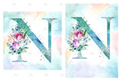 Spring Watercolor Letter. Monogram N. Sublimation Design. Product Image 6