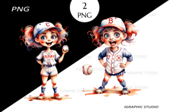 Baseball Girl Clipart, Sport Clipart Product Image 1