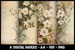 4 Digital Papers Vintage Flowers I Planner Pages A4 Product Image 1