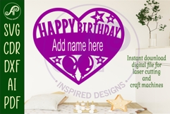 Happy birthday heart name wall art sign, SVG personalized Product Image 2