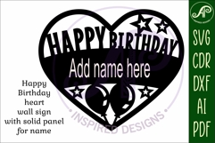 Happy birthday heart name wall art sign, SVG personalized Product Image 4