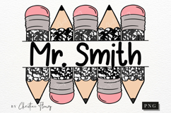 Black Custom Pencil Name Tag PNG | Back To School PNG Product Image 1