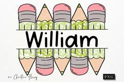 Green Custom Pencil Name Tag PNG | Back To School PNG Product Image 1