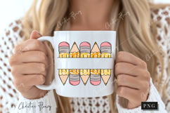 Orange Custom Pencil Name Tag PNG | Back To School PNG Product Image 2