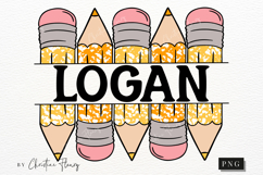 Orange Custom Pencil Name Tag PNG | Back To School PNG Product Image 1